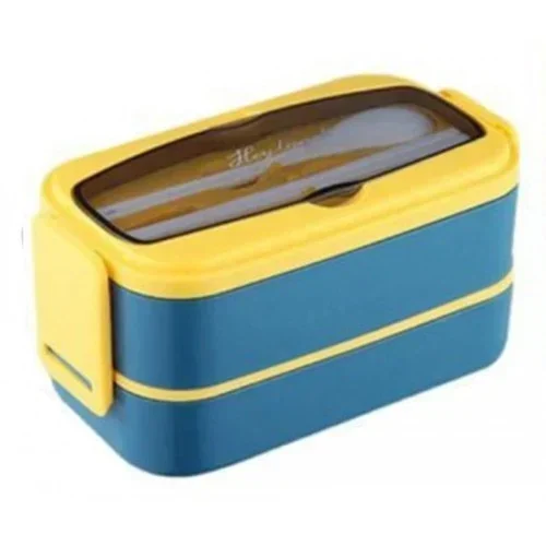 Φαγητοδοχείο Διπλό 21.5X11.5X10.5 Cm Με Κουτάλι &Amp; Chopsticks 22514 - Γκρι