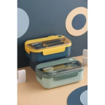 Φαγητοδοχείο Πλαστικό 21.5x12.5x8 cm με κουτάλι & πιρούνι 22516 - Μπλε