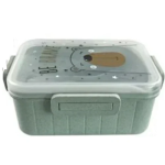 Φαγητοδοχείο Πλαστικό 14x18.5x7.5 cm με σχέδιο Aρκουδάκι & κουτάλι-πιρούνι-chopsticks 20235 Πράσινο