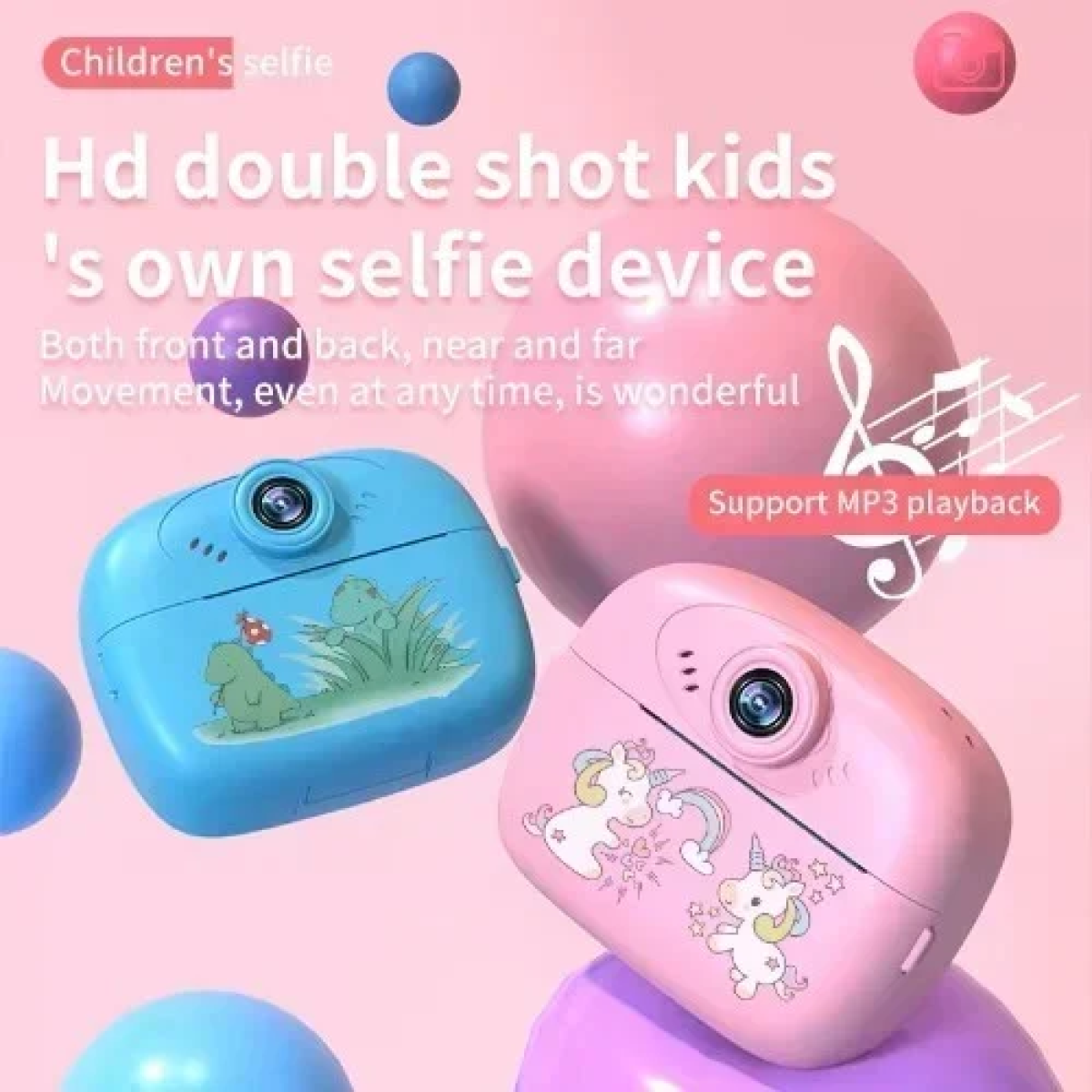 Ψηφιακή Παιδική Φωτογραφική Μηχανή στιγμιαίας εκτύπωσης με Αξεσουάρ Baby Unicorn Ροζ