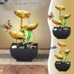 Επιτραπέζιο Συντριβάνι Feng Shui με Χρυσούς Λωτούς, Πολύχρωμη Πεταλούδα και Τρεχούμενο Νερό