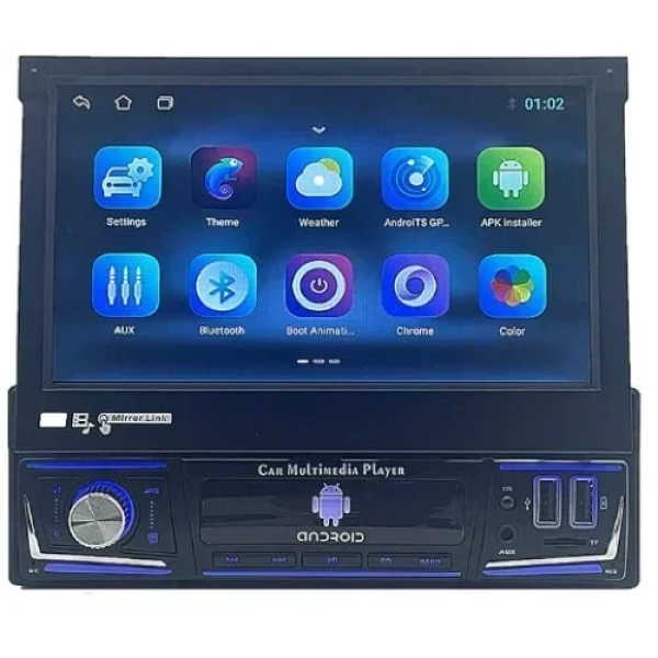 Ηχοσύστημα Αυτοκινήτου (Bluetooth/USB/WiFi/GPS) με Xειροκίνητη Αναδιπλούμενη Οθόνη Αφής 7" 12V Android 1Din 4+64G