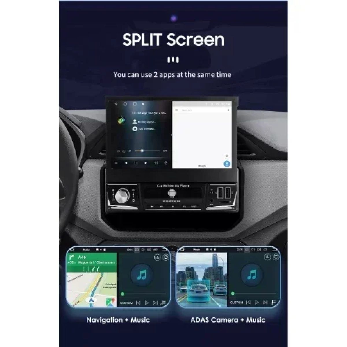 Ηχοσύστημα Αυτοκινήτου (Bluetooth/USB/WiFi/GPS) με Xειροκίνητη Αναδιπλούμενη Οθόνη Αφής 7" 12V Android 1Din 4+64G