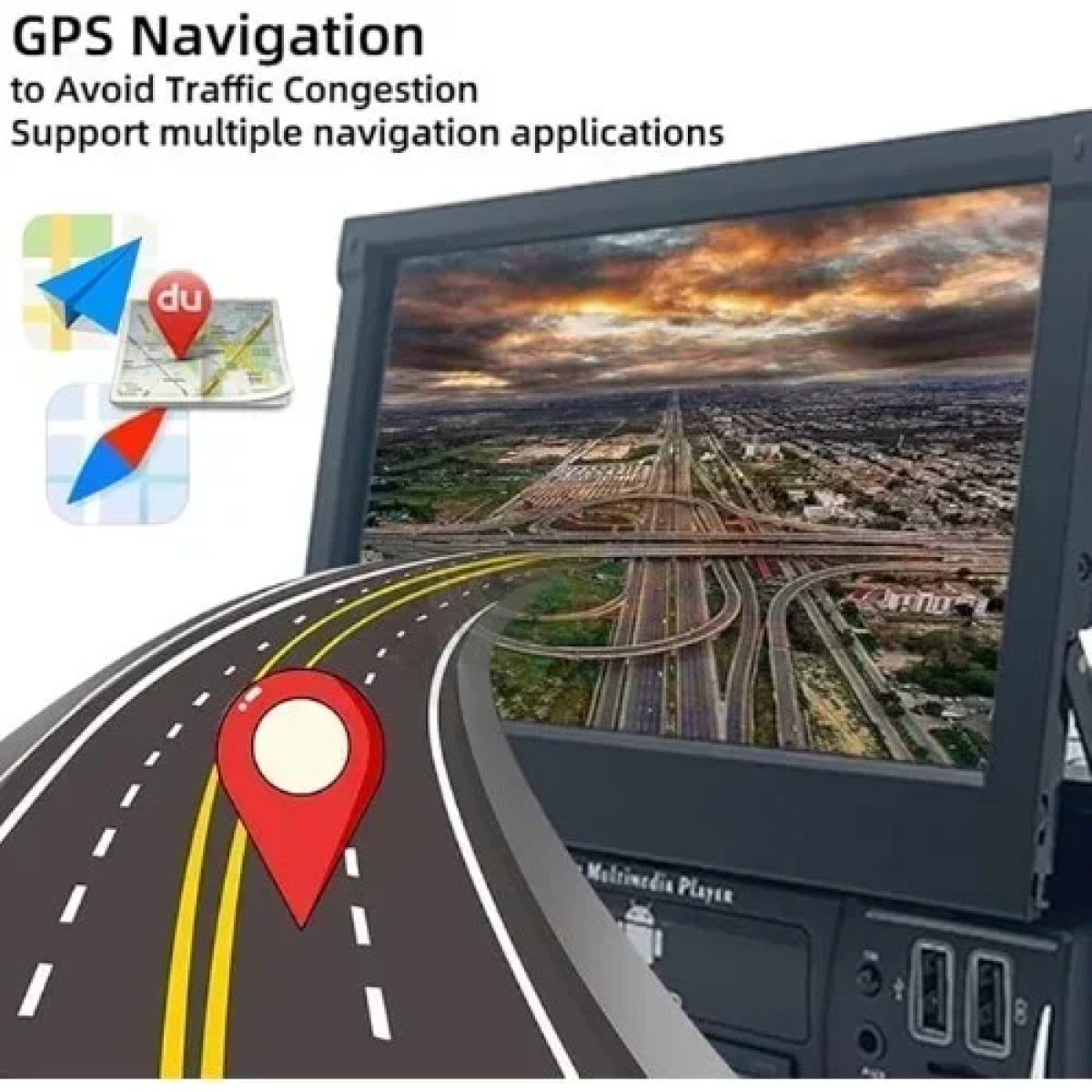 Ηχοσύστημα Αυτοκινήτου (Bluetooth/USB/WiFi/GPS) με Xειροκίνητη Αναδιπλούμενη Οθόνη Αφής 7" 12V Android 1Din 4+64G