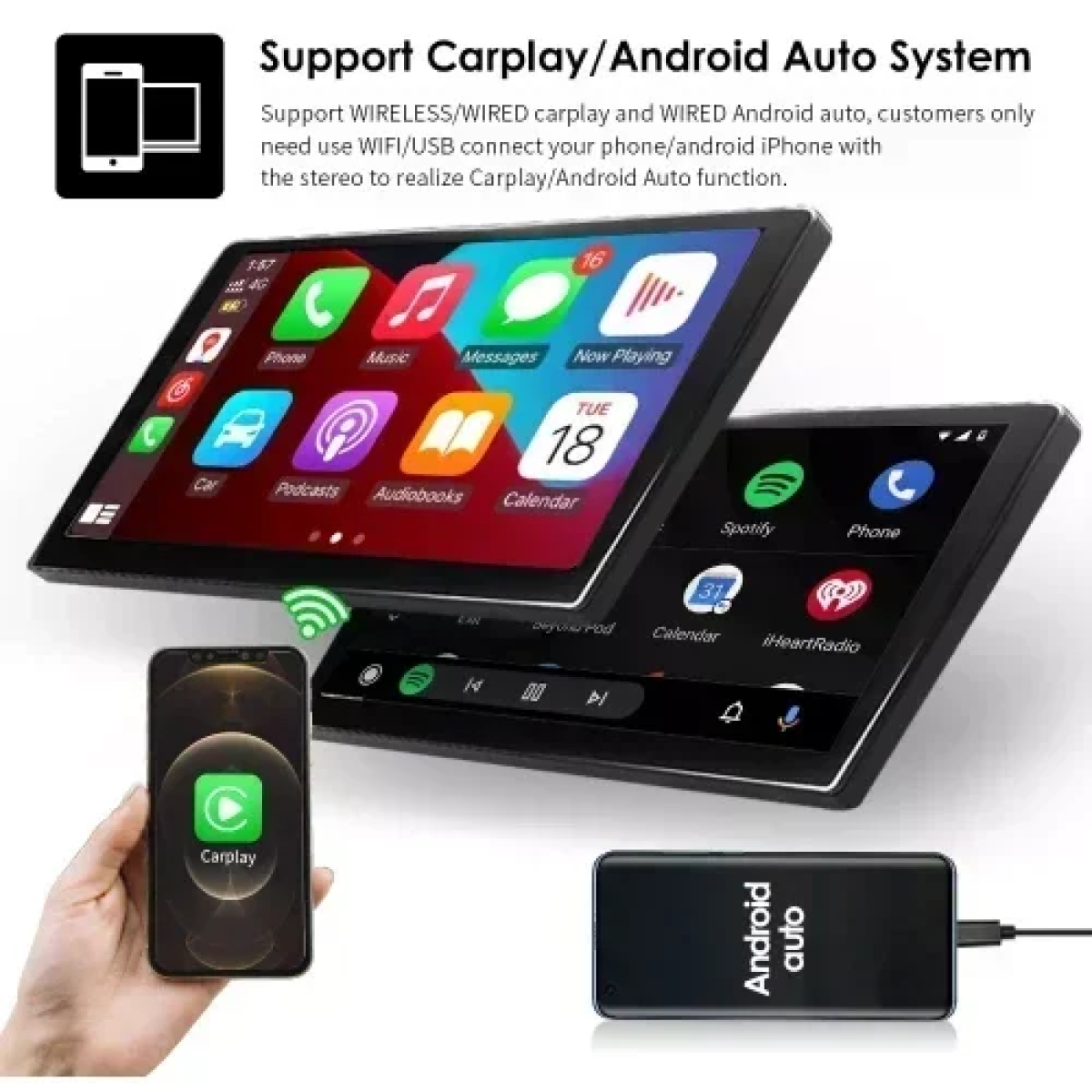 Ηχοσύστημα Αυτοκινήτου (Bluetooth/USB/WiFi/GPS) με Xειροκίνητη Αναδιπλούμενη Οθόνη Αφής 7" 12V Android 1Din 4+64G