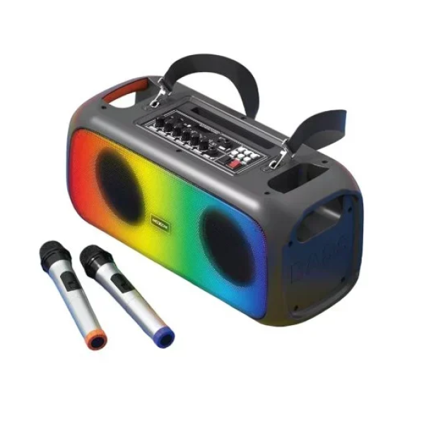 Ασύρματο Bluetooth ηχείο 2×6.5″ RGB 35W με μικρόφωνα & τηλεχειρισμό Moxom MX-SK52 – μαύρο