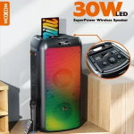 Ασύρματο Bluetooth ηχείο TWS 2×8+3″ 30W με ασύρματο μικρόφωνο & τηλεχειρισμό Moxom 75cm ύψος MX-SK54 – μαύρο - Image 3