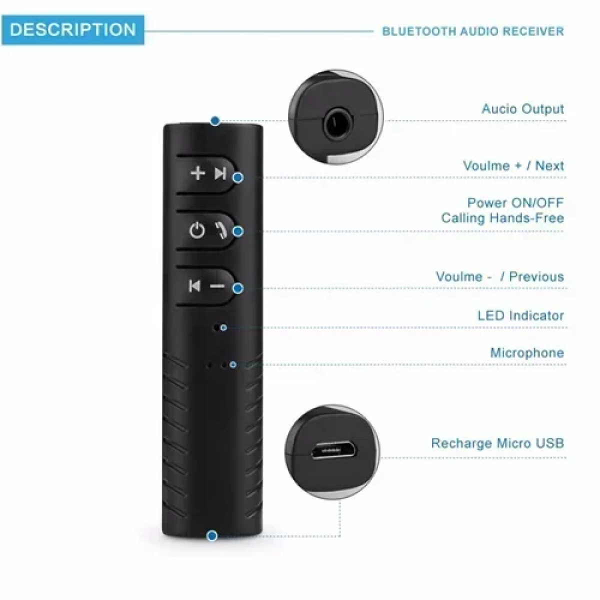Ασύρματος δέκτης μουσικής Bluetooth Andowl Q-B09 μαύρο - Image 3