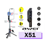 Awei X51 Πτυσσόμενο Τρίποδο Κινητού Selfie Stick με Bluetooth - Μαύρο