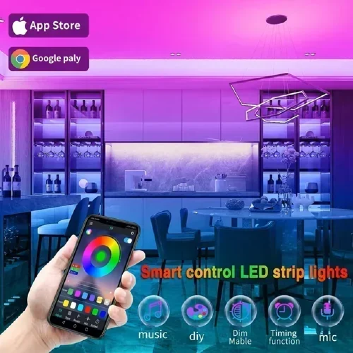 Διακοσμητική ταινία LED RGB 30m με τηλεχειριστήριο Q19-021 - Image 2