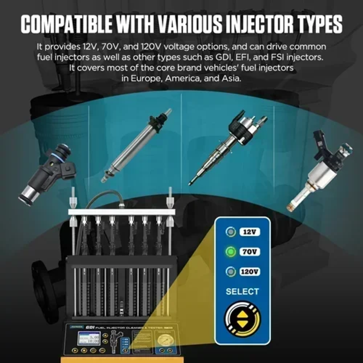 Επαγγελματική μηχανή καθαρισμού μπέκ - Fuel Injector Cleaner And Tester AUTOOL CT500 - Image 4