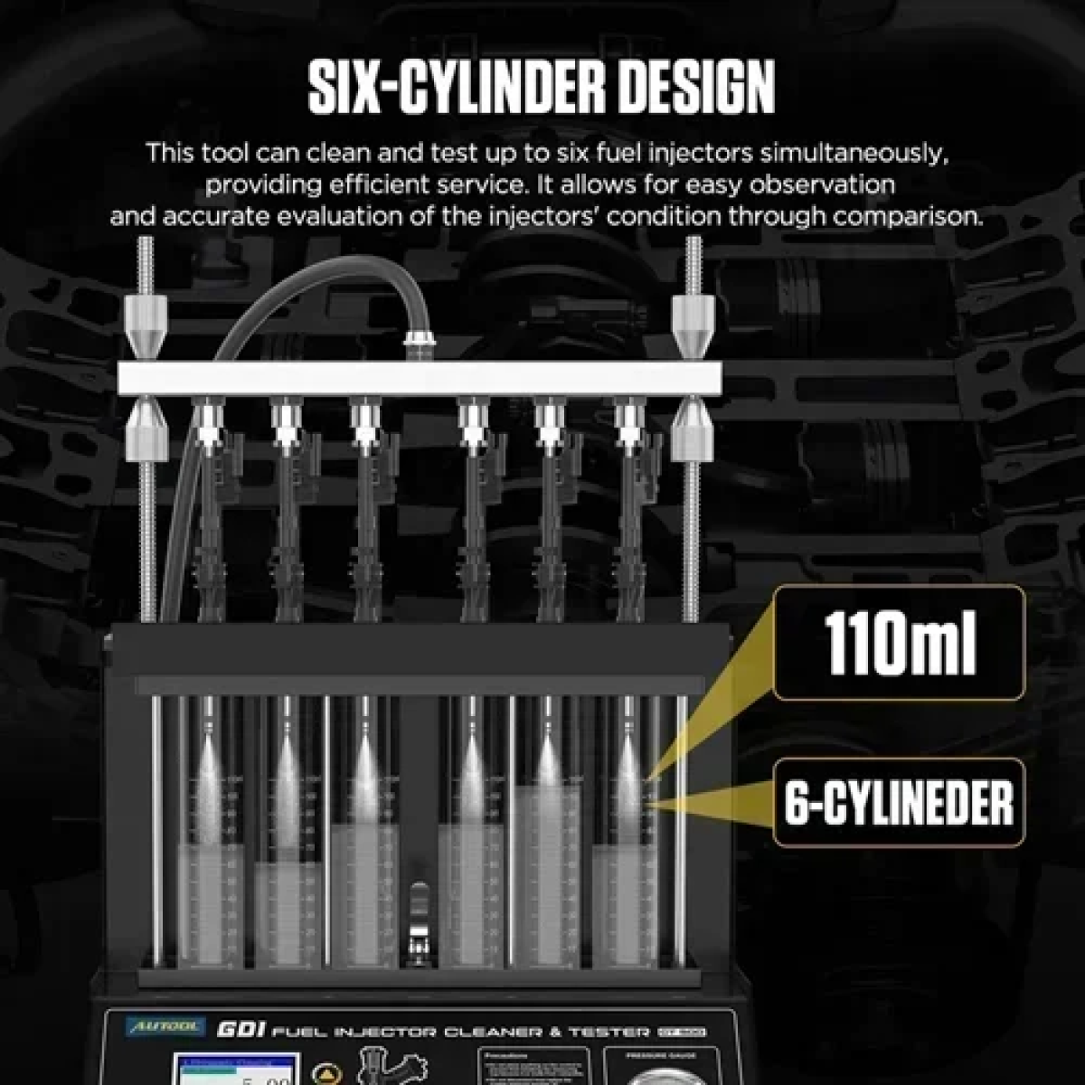 Επαγγελματική μηχανή καθαρισμού μπέκ - Fuel Injector Cleaner And Tester AUTOOL CT500 - Image 6