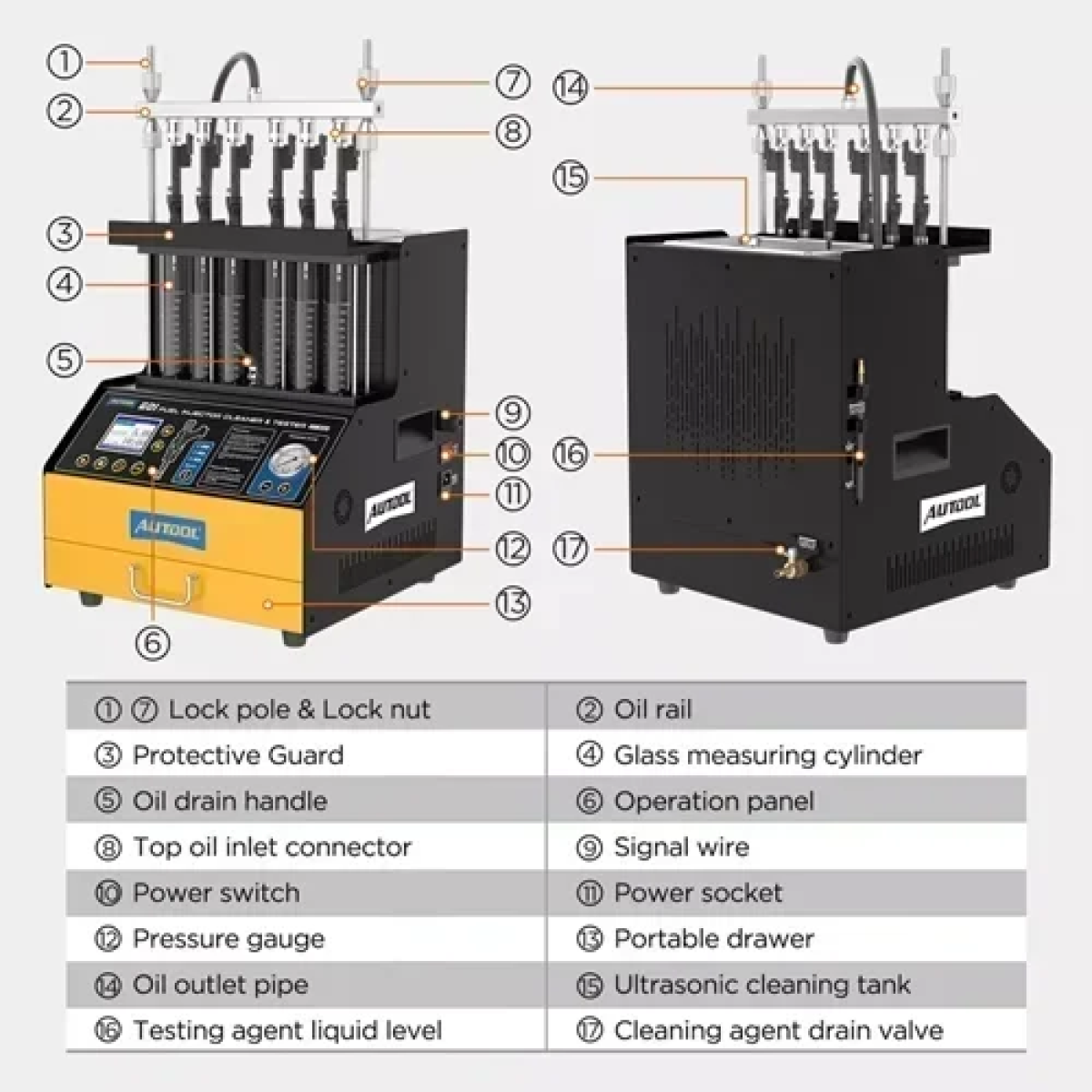 Επαγγελματική μηχανή καθαρισμού μπέκ - Fuel Injector Cleaner And Tester AUTOOL CT500 - Image 7