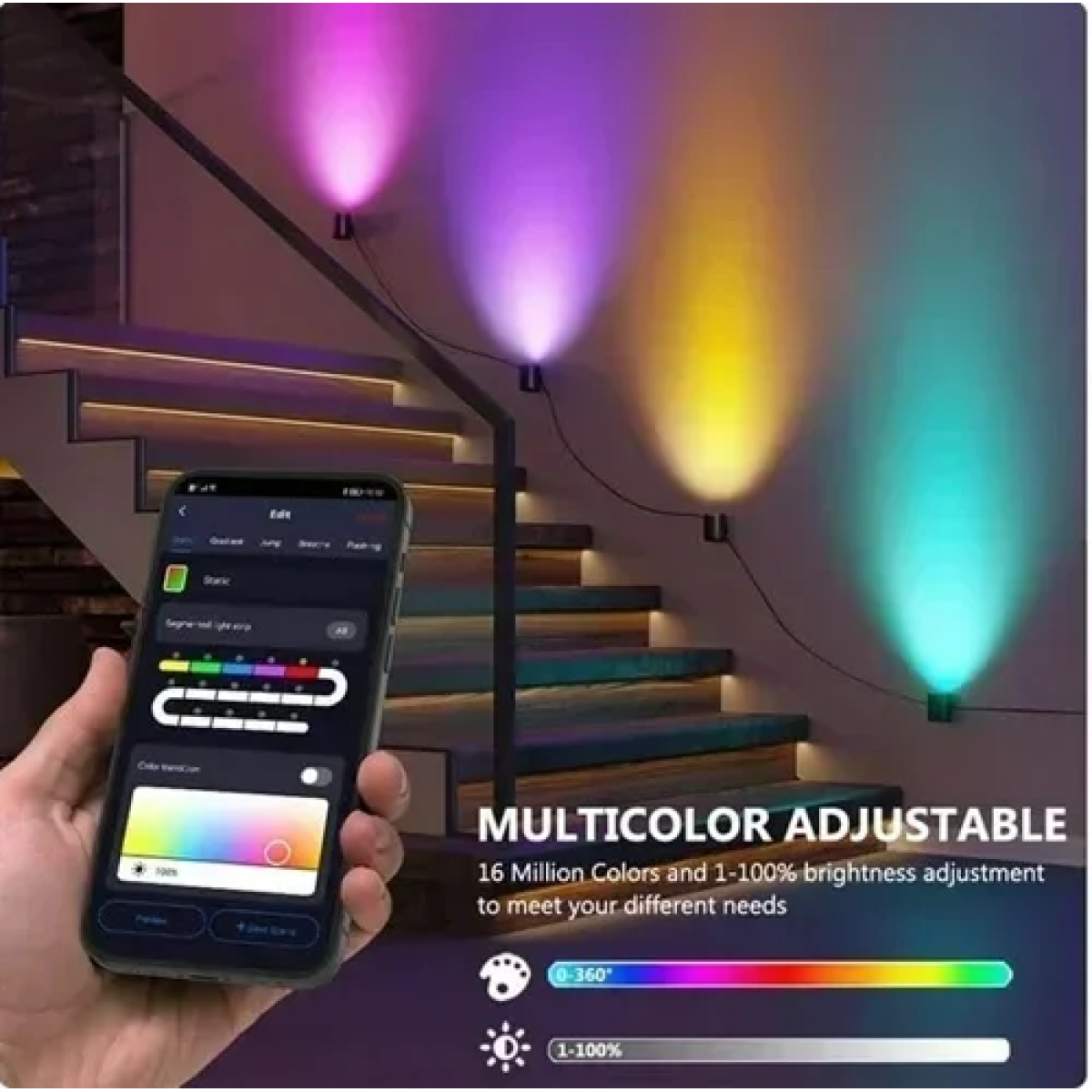 Έξυπνα φωτιστικά τοίχου LED RGB 4τμχ με WiFi, τηλεχειριστήριο και έλεγχο εφαρμογής Smart Wall Light BD043-Y - Image 3