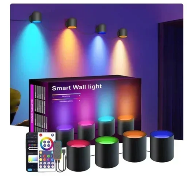 Έξυπνα φωτιστικά τοίχου LED RGB 4τμχ με WiFi, τηλεχειριστήριο και έλεγχο εφαρμογής Smart Wall Light BD043-Y