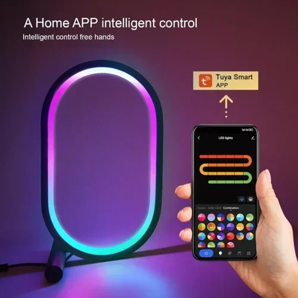 Έξυπνο επιτραπέζιο φωτιστικό LED RGB με τηλεχειριστήριο SAL053 - λευκό - Image 5