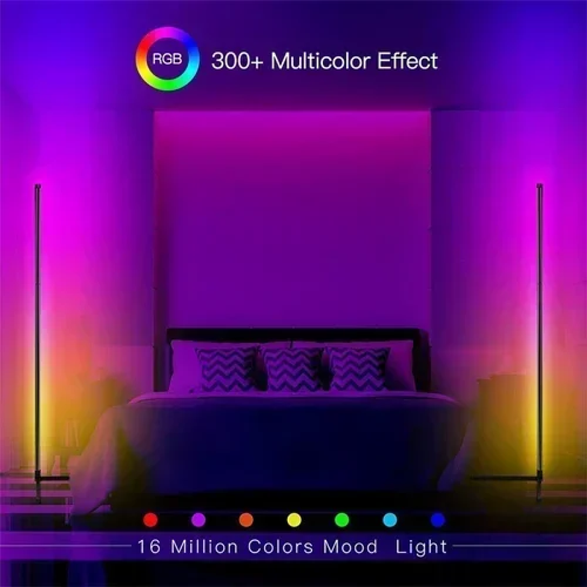 Έξυπνο φωτιστικό δαπέδου LED RGB 1.2m LD021 - μαύρο - Image 3