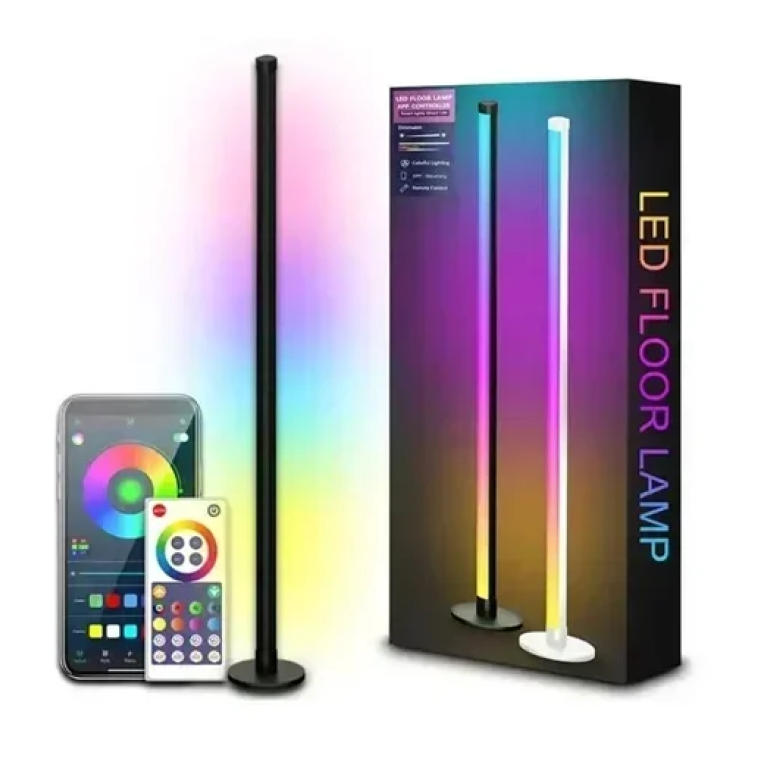 Έξυπνο φωτιστικό δαπέδου LED RGB με τηλεχειριστήριο LD022 - μαύρο