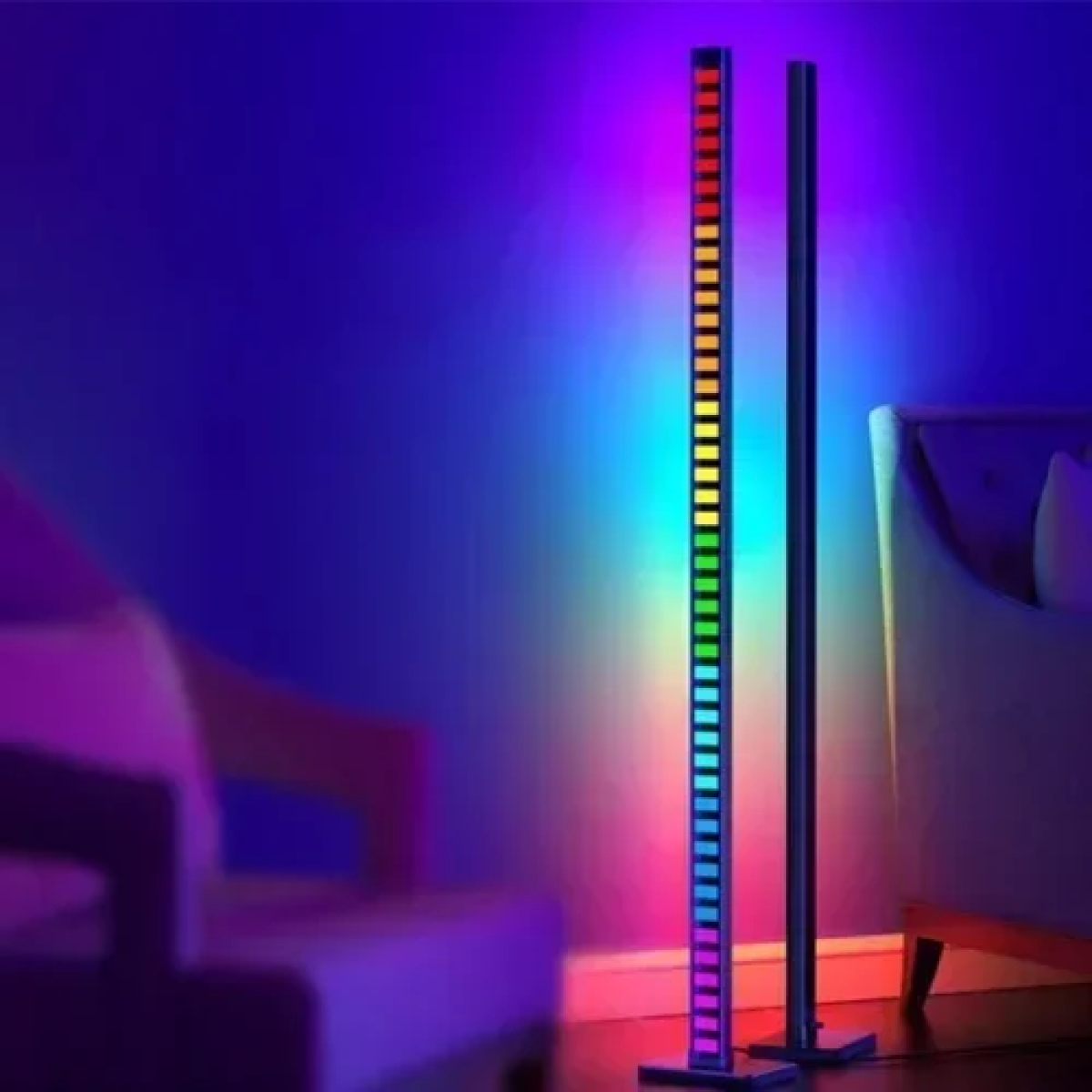 Έξυπνο φωτιστικό δαπέδου LED RGB με τηλεχειριστήριο Music Melody Light 1.2m D23-RGB μαύρο - Image 3
