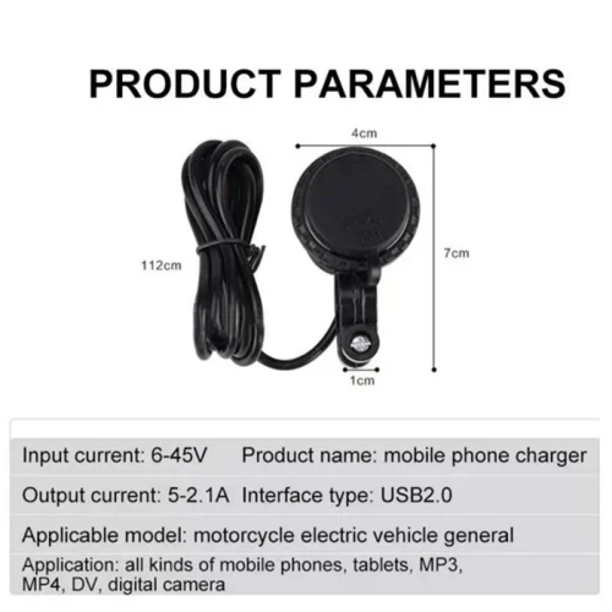 Φορτιστής USB μοτοσυκλέτας Car Charging Mobile Phone Charger JG128 μαύρο - Image 2