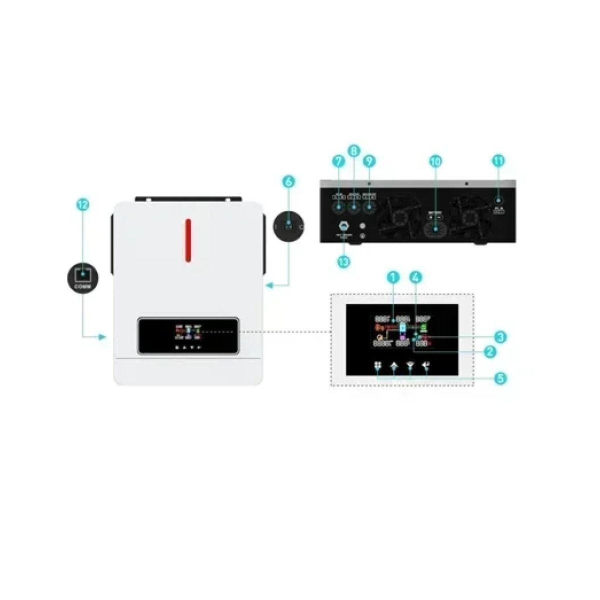 Inverter καθαρού ημιτόνου υβριδικό 3kW - 3000W Minte Energy μονοφασικό WIFI MPPT - Image 3