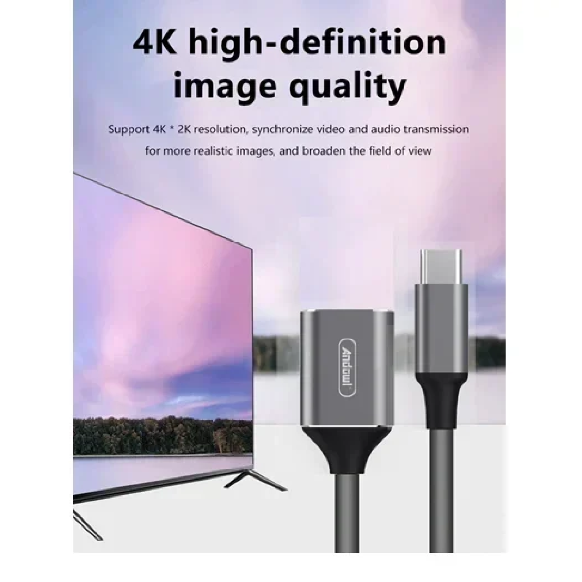Καλώδιο πολλαπλών λειτουργιών Type-C to USB Andowl Q-HD70 μαύρο - Image 3
