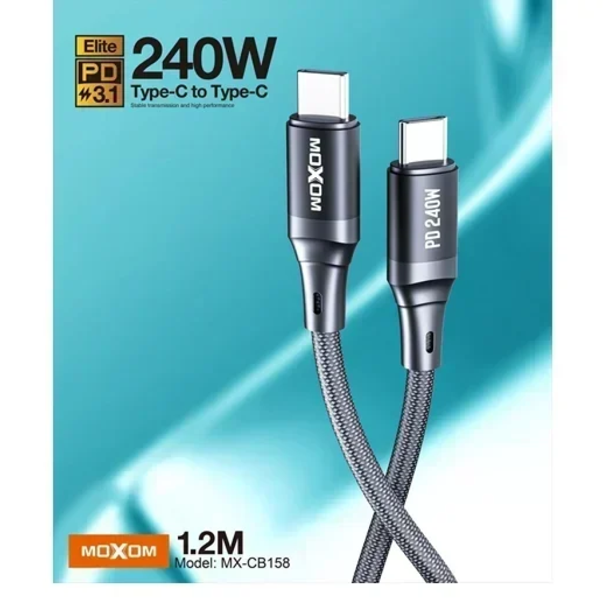 Καλώδιο Type-C to Type-C 240W Moxom MX-CB158 μαύρο - Image 3