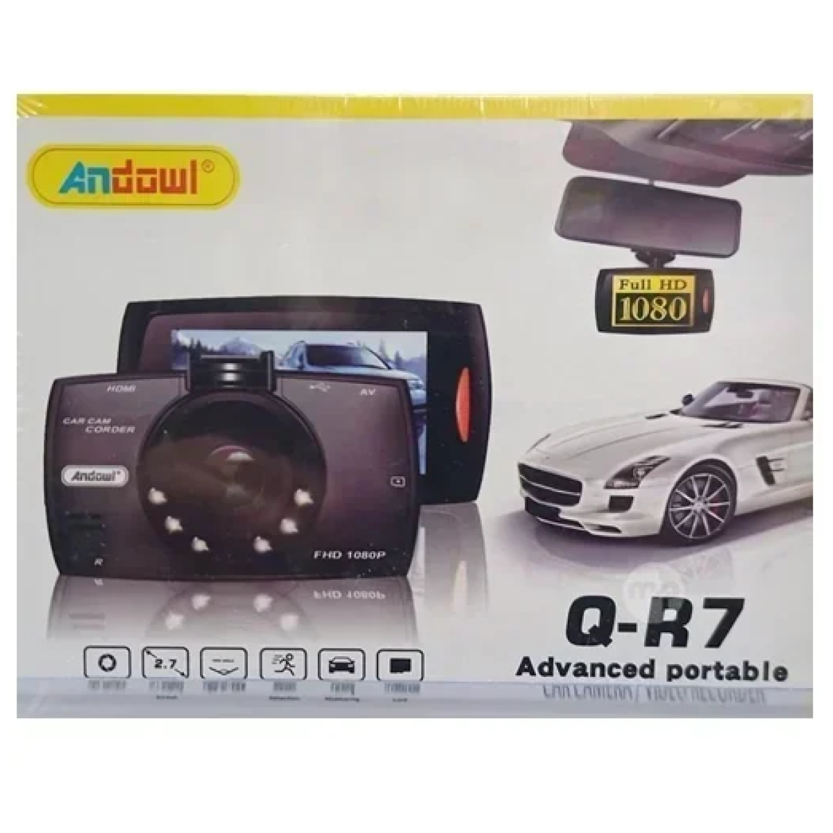 Κάμερα DVR αυτοκινήτου με οθόνη 2.7" για παρμπρίζ με βεντούζα Andowl Q-R7 μαύρη - Image 2