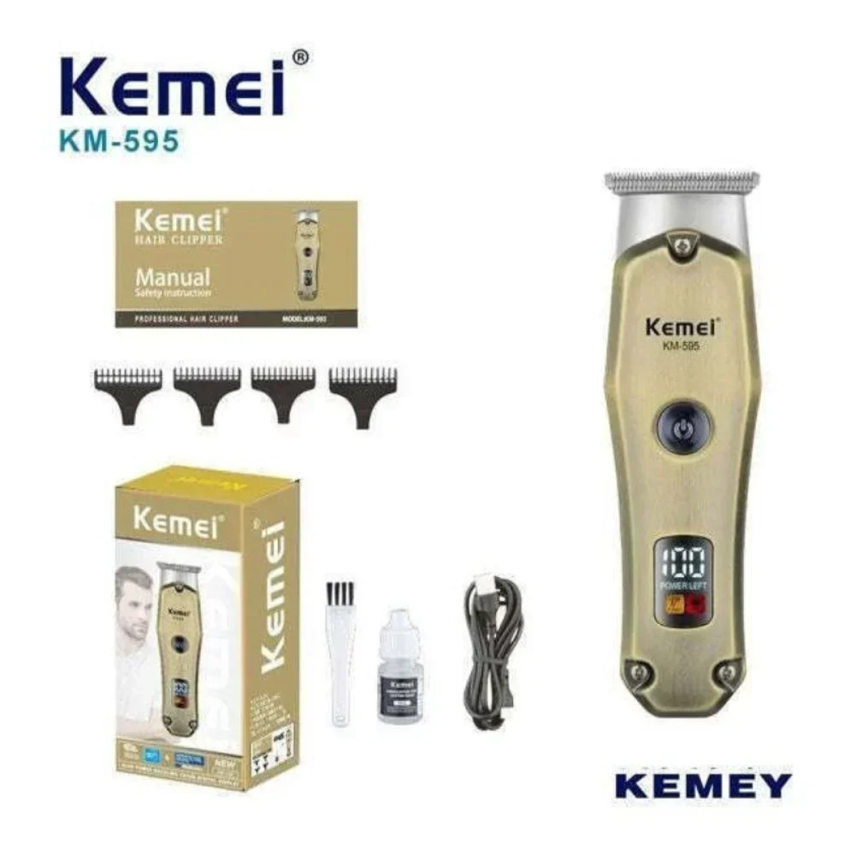 Kemei Επαναφορτιζόμενη Κουρευτική Μηχανή KM-595
