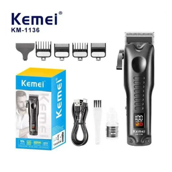 Kemei Κουρευτική Μηχανή Μαύρη KM-1136