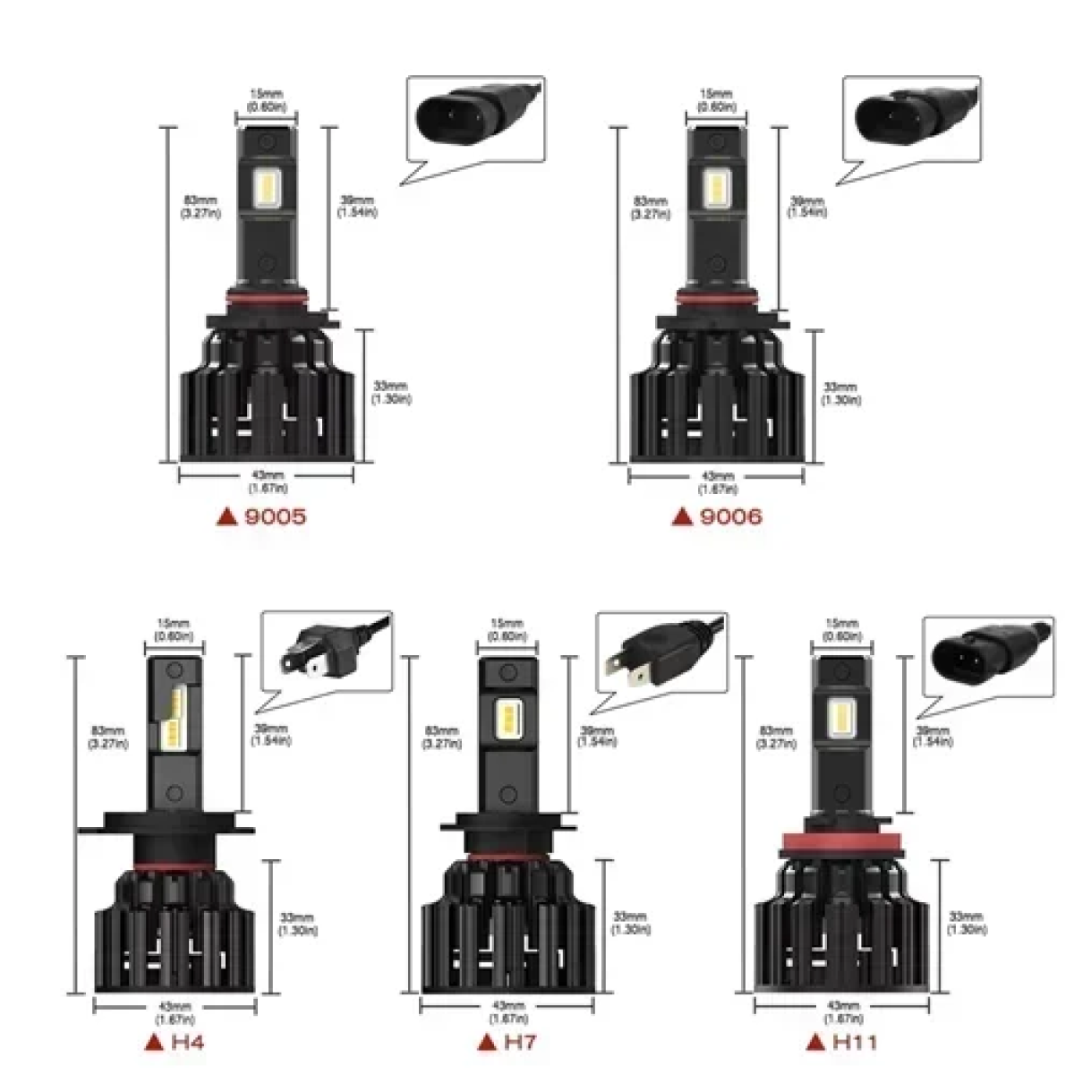 Λάμπες αυτοκινήτου LED 100W 20000LM 6000K NovSight A397-F06-H4 - Image 2