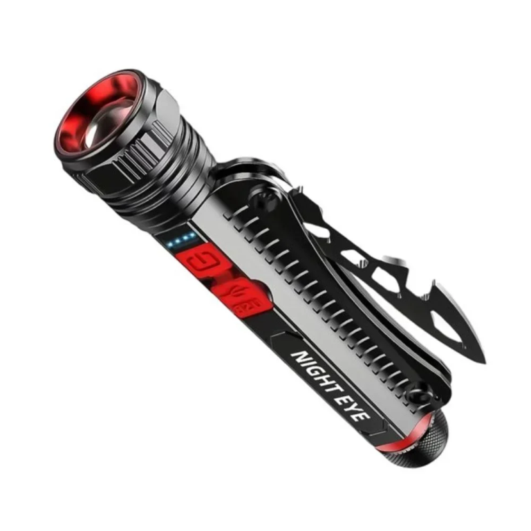 LED Επαναφορτιζόμενος Φακός Αδιάβροχος με 3 Λειτουργίες - Μαύρος