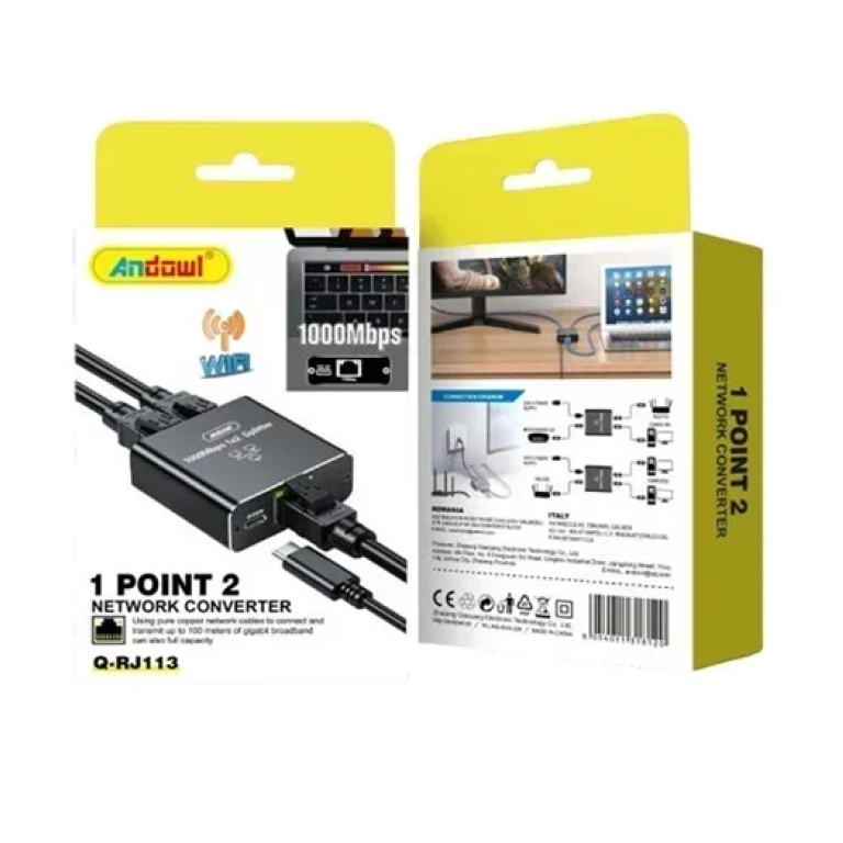 Μετατροπέας δικτύου 1000Mbps – Network converter 1 Point 2 Andowl Q-RJ113 μαύρο