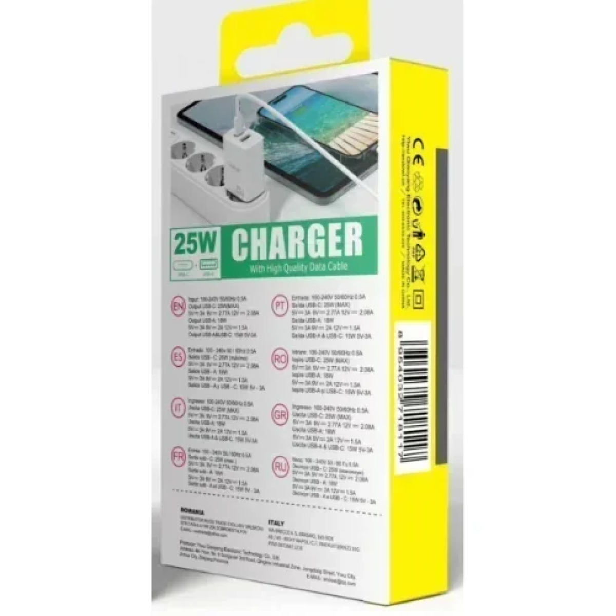 Φορτιστής με 1 θύρα USB-C & 1 θύρα USB-A και Καλώδιο Type-C To Lightning Γρήγορης Φόρτισης 25W Andowl Q-PD99