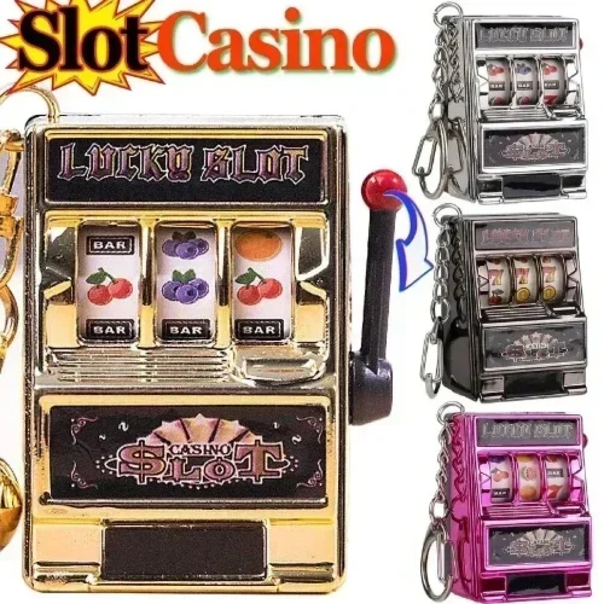 Μίνι Ρετρό Μπρελόκ Casino Lucky Slot Φρουτάκια