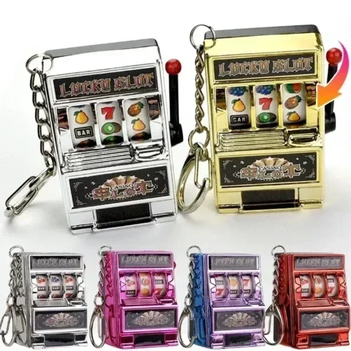 Μίνι Ρετρό Μπρελόκ Casino Lucky Slot Φρουτάκια