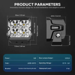 Off-Road προβολάκια αλουμινίου Flood Light λευκό 40W 6500K IP68 12-24V Novsight A500-WL3-3S – μαύρο - Image 7