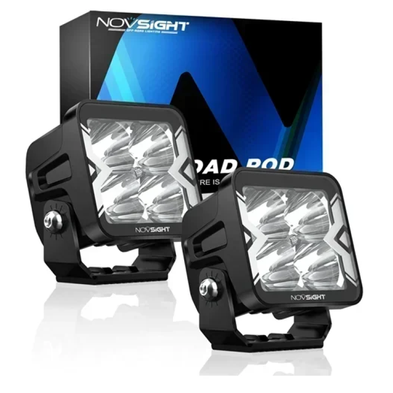 Off-Road προβολάκια αλουμινίου Flood Light λευκό 40W 6500K IP68 12-24V Novsight A500-WL3-3S – μαύρο