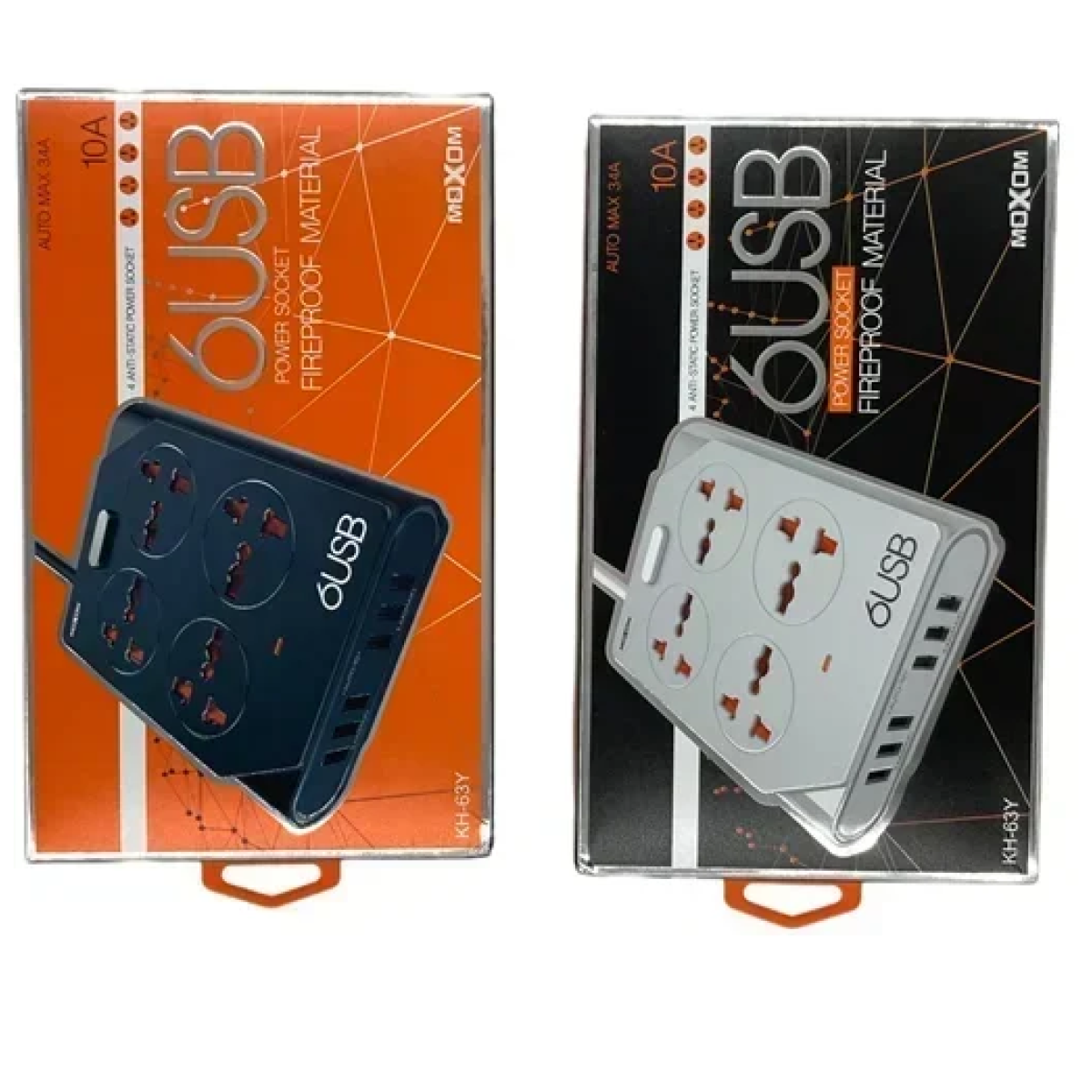 Πολύπριζο 4 θέσεων με 6 USB και καλώδιο 1.5m Moxom KH-63Y λευκό - Image 2