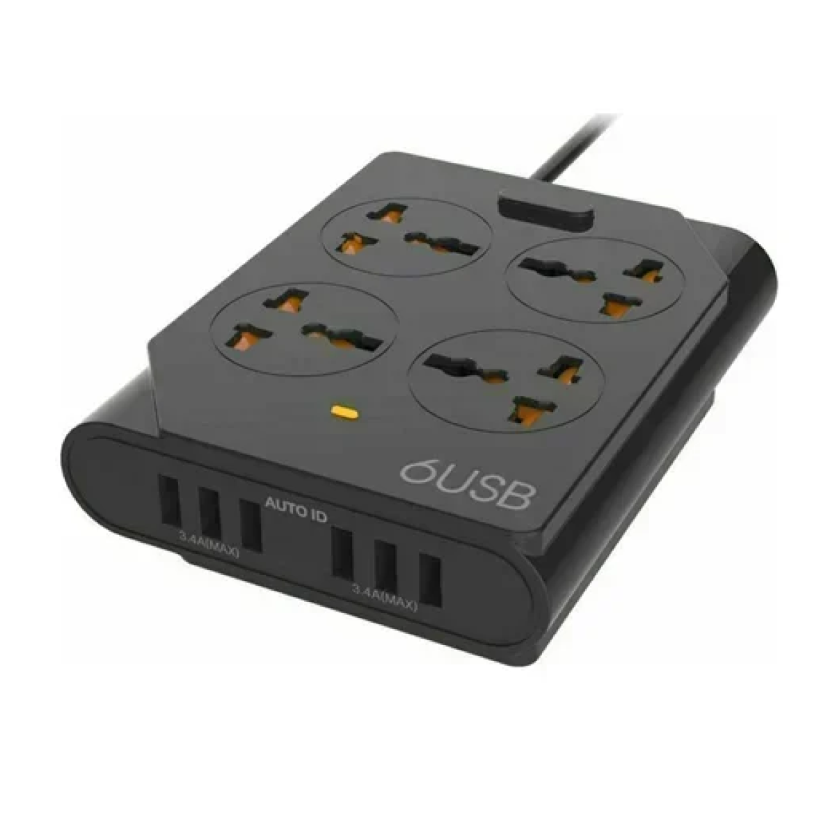 Πολύπριζο 4 θέσεων με 6 USB και καλώδιο 1.5m Moxom KH-63Y μαύρο - Image 2