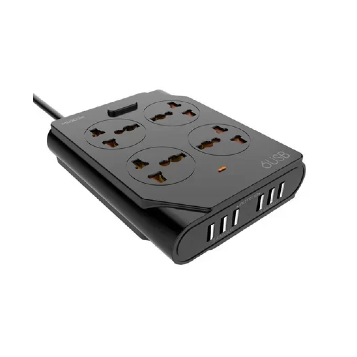 Πολύπριζο 4 θέσεων με 6 USB και καλώδιο 1.5m Moxom KH-63Y μαύρο - Image 4