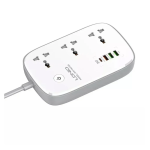 Πολύπριζο LDNIO SCW3451 3πλό με 3 Θύρες USB-A & 1 Θύρα USB-C (Άσπρο-Γκρι)