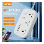 Πολύπριζο LDNIO SCW3451 3πλό με 3 Θύρες USB-A & 1 Θύρα USB-C (Άσπρο-Γκρι)