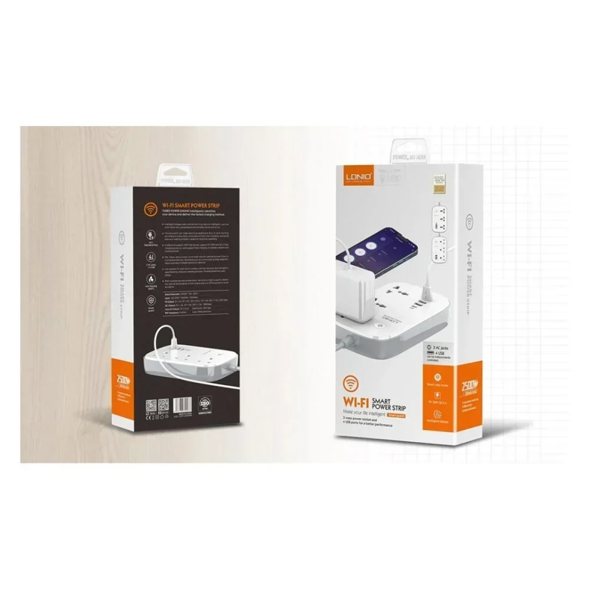Πολύπριζο LDNIO SCW3451 3πλό με 3 Θύρες USB-A & 1 Θύρα USB-C (Άσπρο-Γκρι)