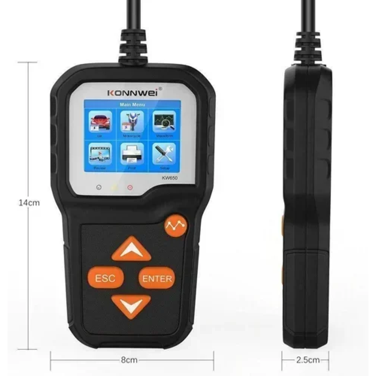 Ψηφιακό Battery Tester με κροκοδειλάκια 6V/12V Konnwei KW650 μαύρο - Image 3