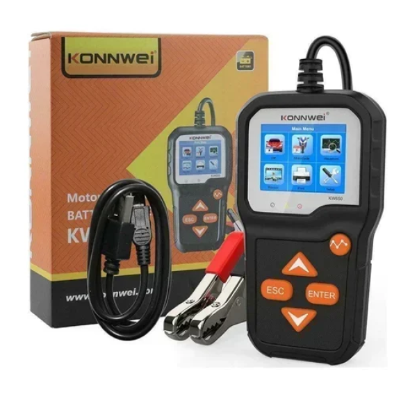 Ψηφιακό Battery Tester με κροκοδειλάκια 6V/12V Konnwei KW650 μαύρο