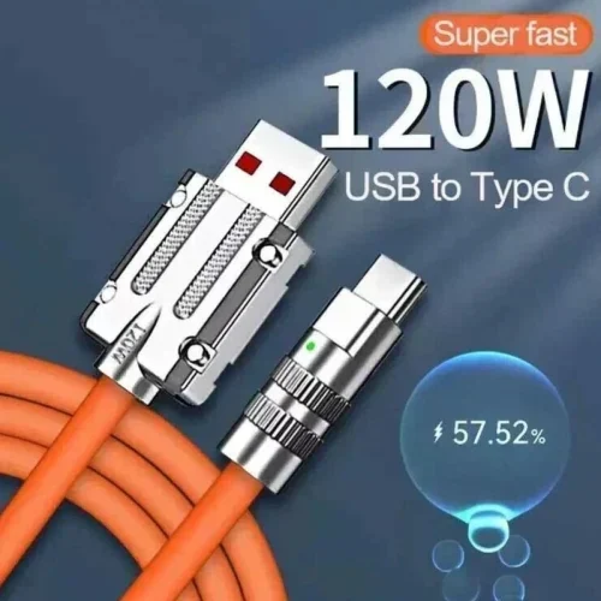 Universal Καλώδιο 3 σε 1 Γρήγορης Φόρτισης 120W 6A 1.2m - Πορτοκαλί
