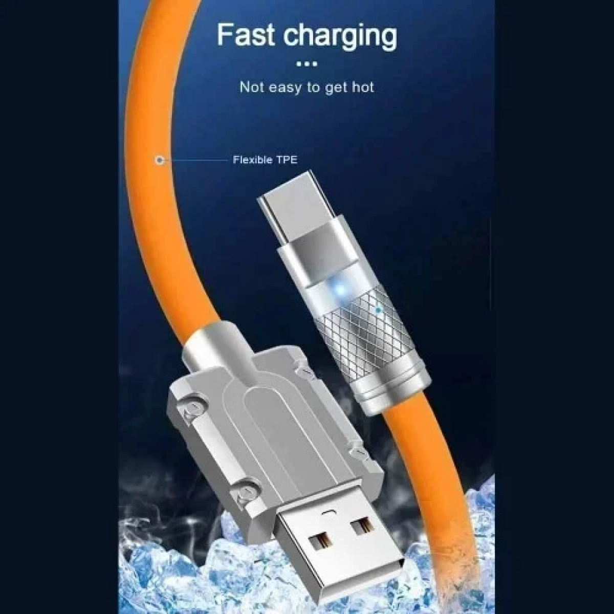 Universal Καλώδιο 3 σε 1 Γρήγορης Φόρτισης 120W 6A 1.2m - Πορτοκαλί