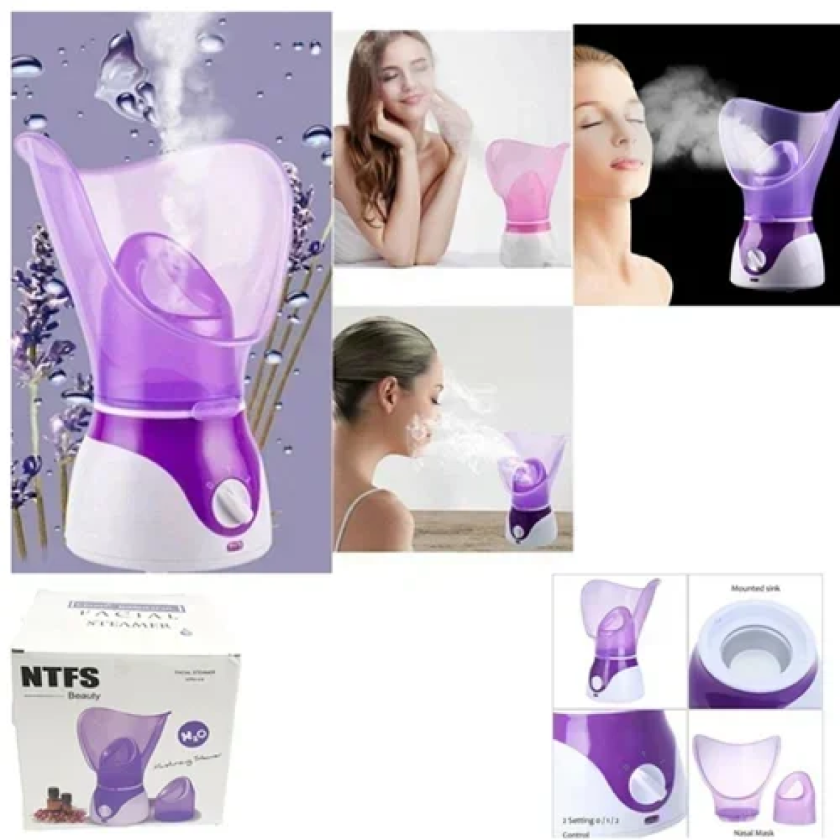 Σάουνα προσώπου για αντιγήρανση NTFS Facial Steamer ροζ - Image 2