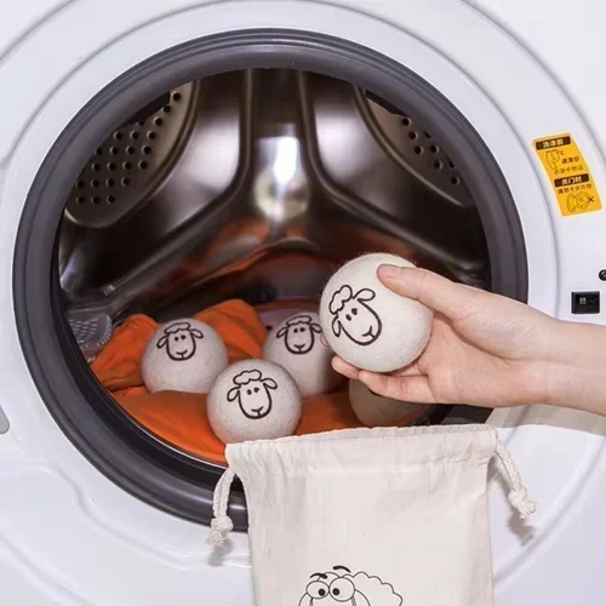 Σετ 6τμχ μάλλινες μπάλες για στεγνωτήριο ρούχων Dryer Balls Sheep Wool - λευκό - Image 4